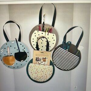 Set of 4 upcycled wall storage stationary circles